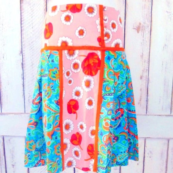 Colorful floral aline pleated skater skirt - Picture 1 of 3